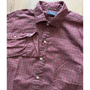 Polo Ralph Lauren All Over Pattern Mens Long Sleeve‎ Button Up Shirt Large